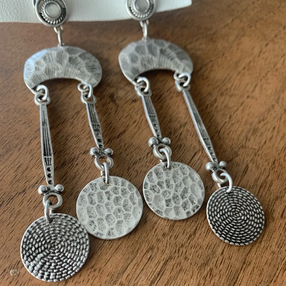 Free People Silver-Tone Textured Dangle Earrings